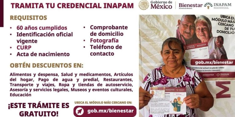 Invita Bienestar a adultos mayores a tramitar credencial del Inapam