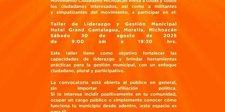 Movimiento Ciudadano Michoacán impulsa el liderazgo municipal con enfoque ciudadano: Víctor Manríquez