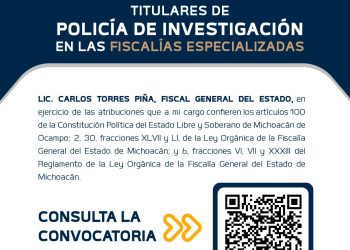 Lanza FGE convocatoria a concurso para ocupar Direcciones de Policía de Investigación en 15 Fiscalías Especializadas
