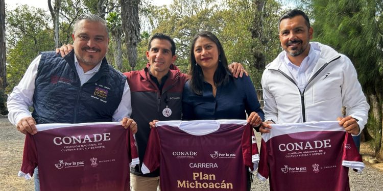 Celeste Ascencio acompaña la presentación de la Carrera “Plan Michoacán por la Paz y la Justicia” junto al director de la CONADE, Rommel Pacheco